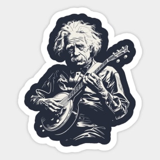 Albert Einstein Playing Banjo Funny Science Satire Sticker